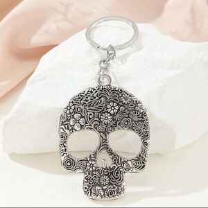 Floral Skull Keychain